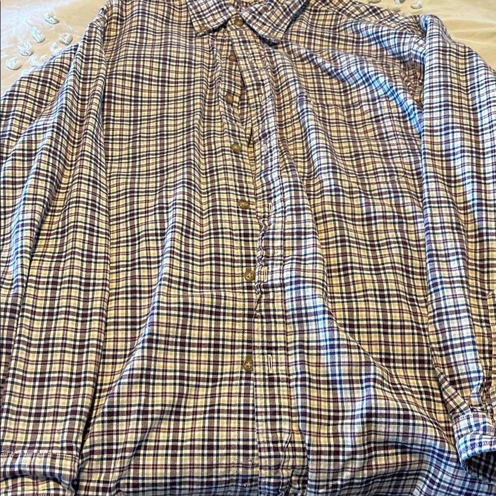 Men's Plaid Shirt - Purple and White